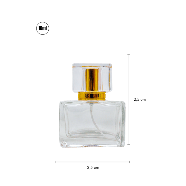 Frasco de Vidro c/ Spray e Tampa Retangular 30ml