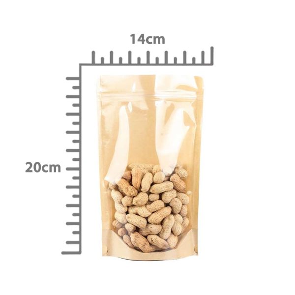 Saco Stand Up Pouch kraft c/ Visor 14x20+3 c/ Zip