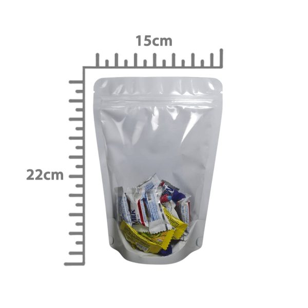 Saco Stand Up Pouch Branco c/ Visor 15x22+3 c/ Zip