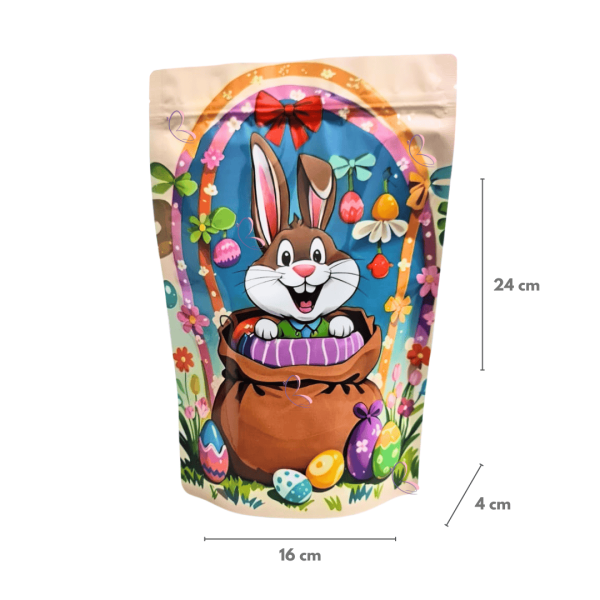 Saco Stand Up Pouch c/ Zip 16x24+4 cm - Embalagem Páscoa c/ 10 Unid