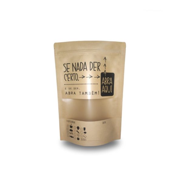 Saco Stand Up Pouch 15x22cm | Papel Kraft com Visor - Fecho Zip 12 UNID PERSONALIZADO