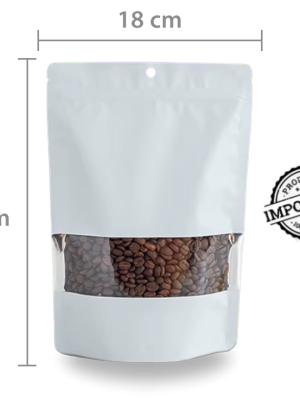 Saco Stand Up Pouch Zip Visor 18X26cm Branco Fosco c/ Furo 50un