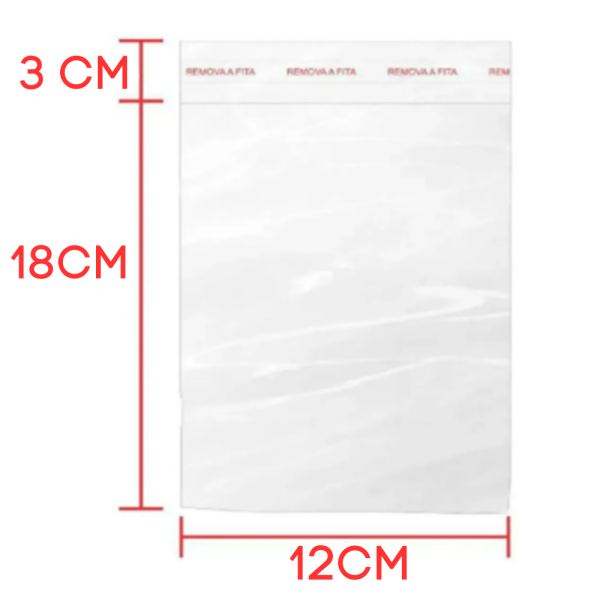 Saco Adesivado 12x18+3 BOPP - Transparente
