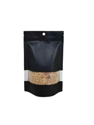 Saco Stand Up Pouch c/ Zip c/Visor 15X22cm Preto Fosco c/Furo 50un.