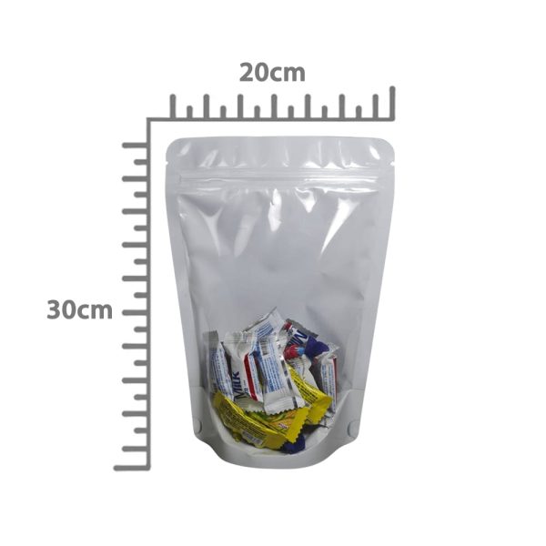 Saco Stand Up Pouch Branco c/ Visor 20x30+3 c/ Zip