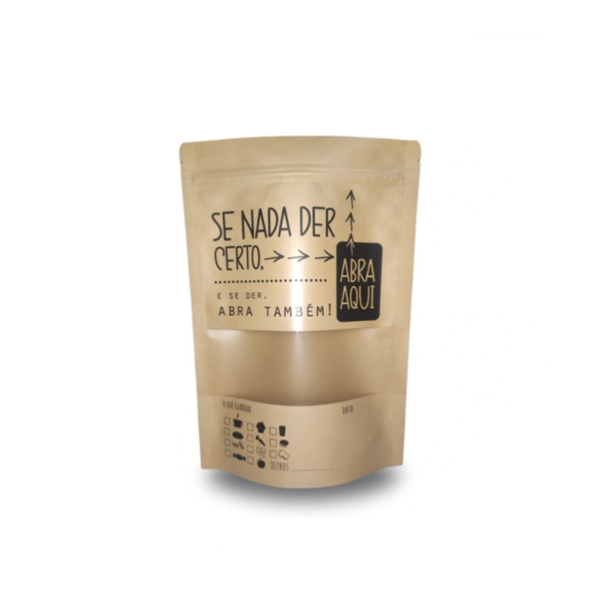 Saco Stand Up Pouch 18x26cm | Papel Kraft com Visor - Fecho Zip 12 UNID PERSONALIZADO