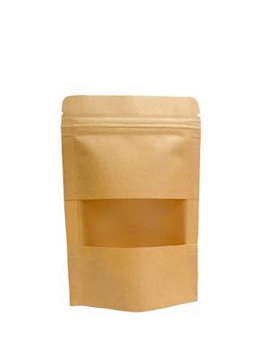 Saco Stand Up Pouch 23x33cm | Papel Kraft com Visor (Janela) - Fecho Zip 50UNID.
